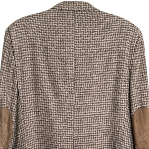 LACROSSE Vintage Wool Sport Coat Blazer Career Houndstooth Tan Elbow Patch 42L - Picture 7 of 16